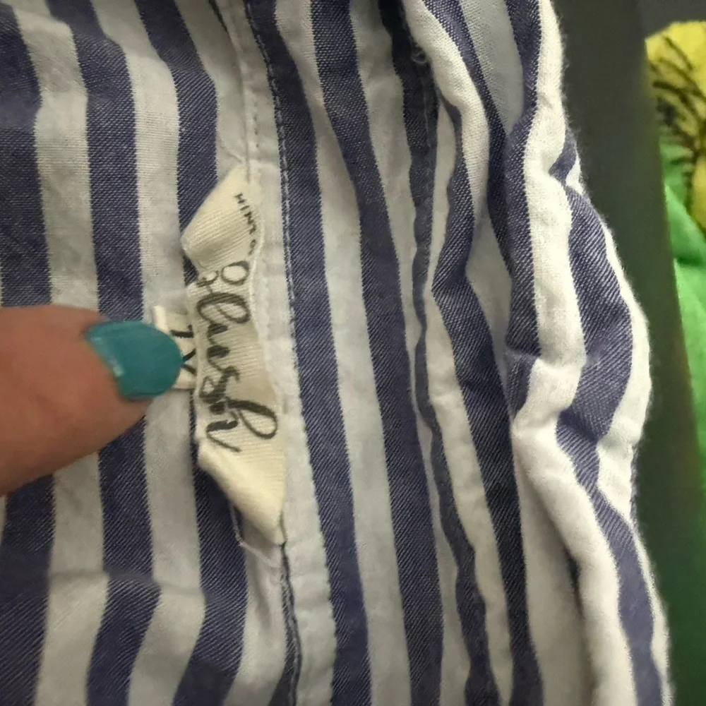 Lush Navy and White Striped Tie-Front Midi Dress - Picture 5 of 5